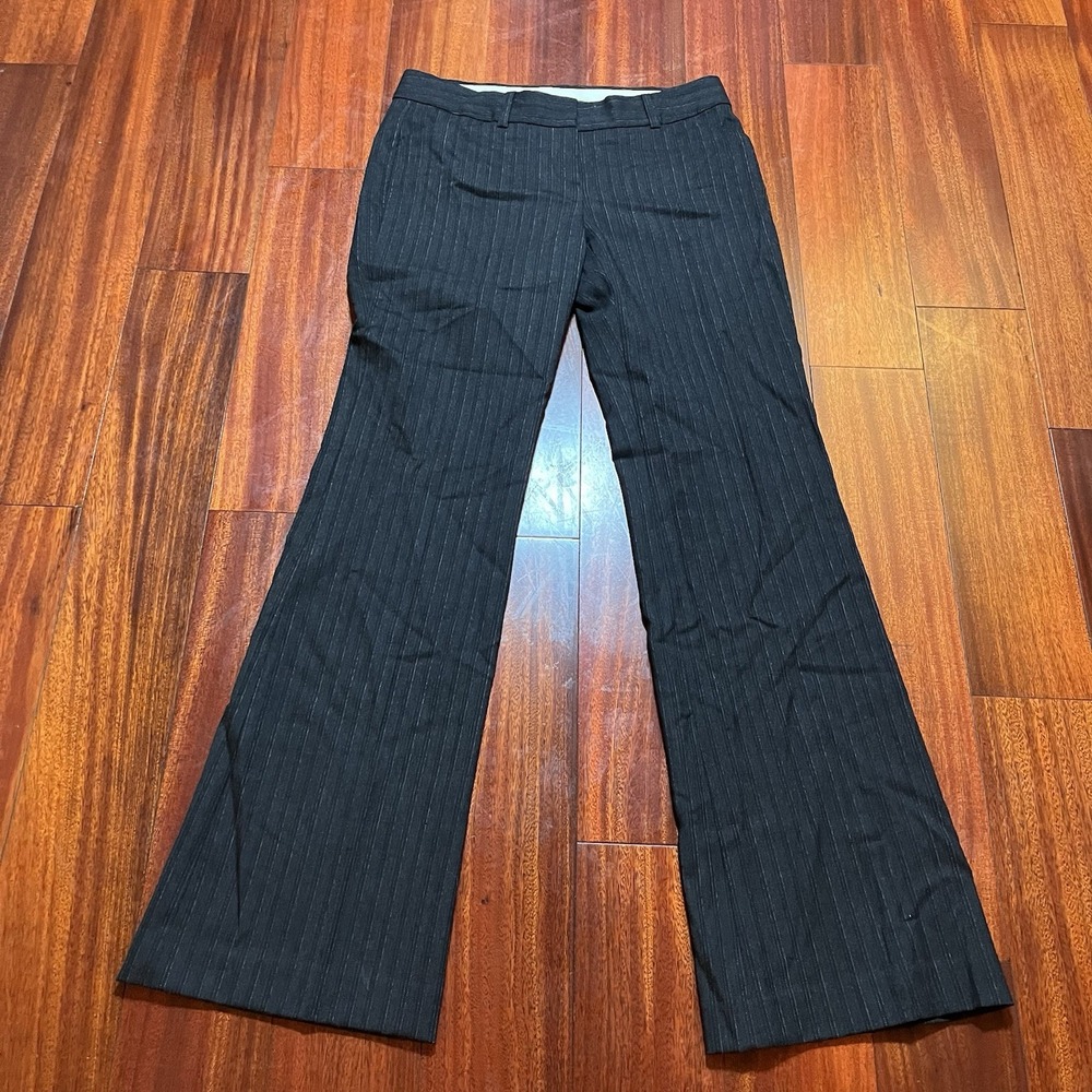 Theory Wool Pants Womens 6 Fits 31x33 Trousers Flared Bootcut Pinstriped Wool